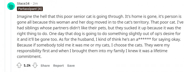 A great perspective to look at. How does she think the cat feels?
