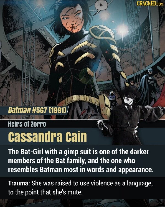 4. Cassandra Cain - She is one of the darker members of the Bat family