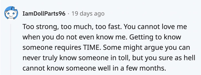 There's nothing wrong with taking your time to get to know a person who will be in your life.