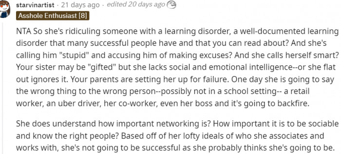 13. She does understand how important networking is?