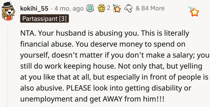 Hopeful that OP saw this top comment summarizing how she's being abused by her man-child of a husband.