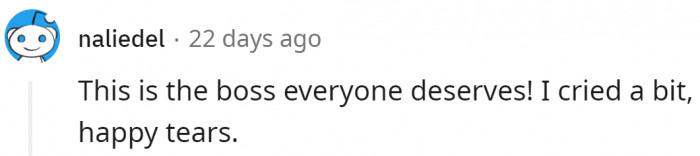 Just appreciating the boss's good deed.