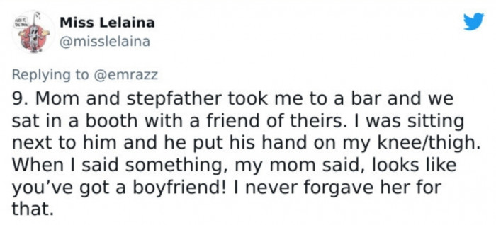 6. The mom is supposed to defend her daughter from this creep.