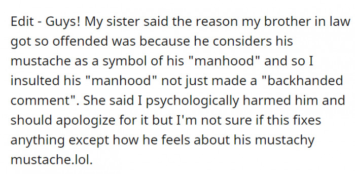 From the sister's point of view, the author psychologically harmed her husband with that comment