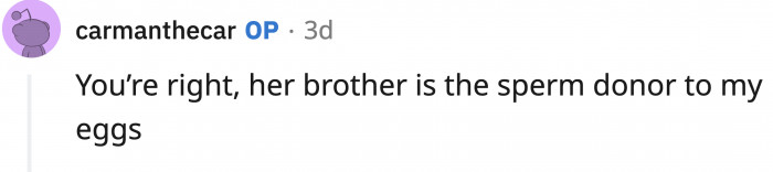 Technically, OP's wife carried her genetic niece.