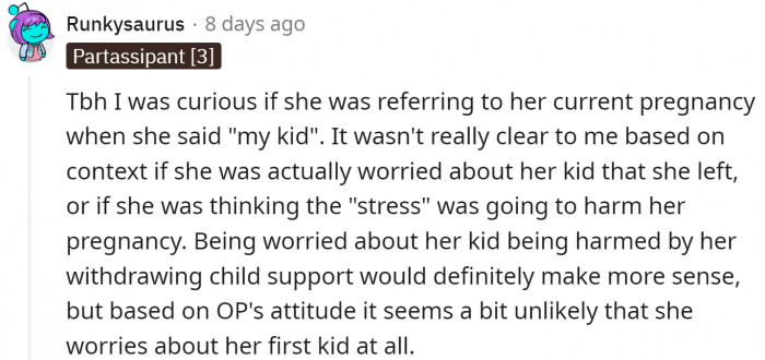 It is as if the first child isn't hers at all...