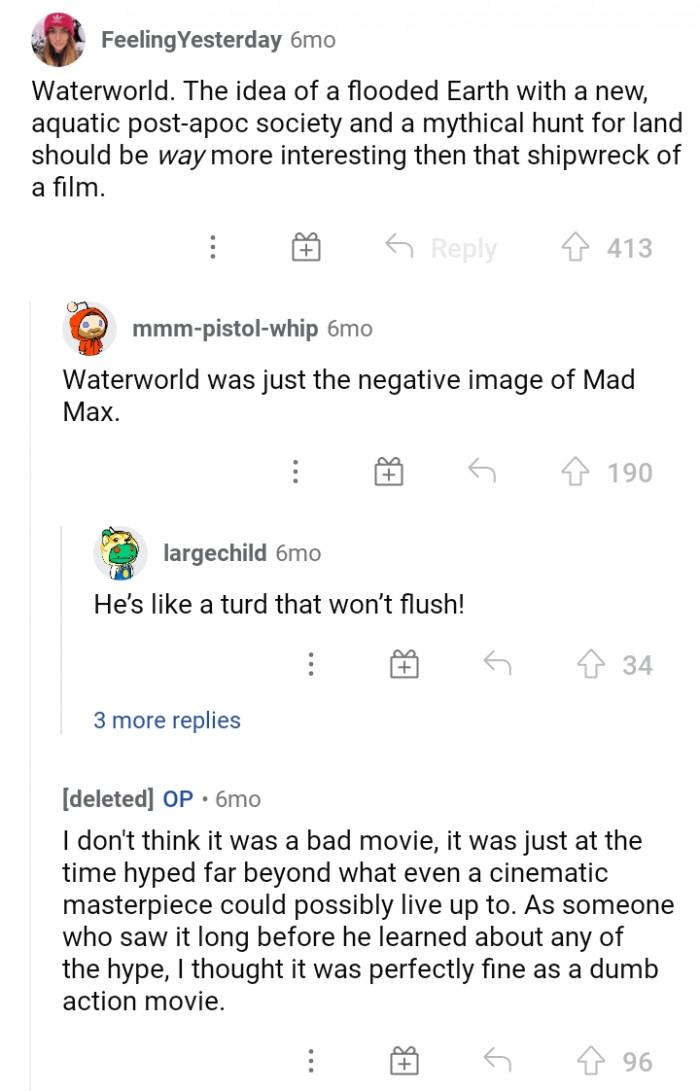 #17 Waterworld should be much more interesting than just a shipwreck.