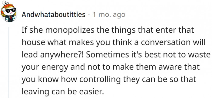 However, this user doesn't agree with confrontation. Leaving is the best solution.