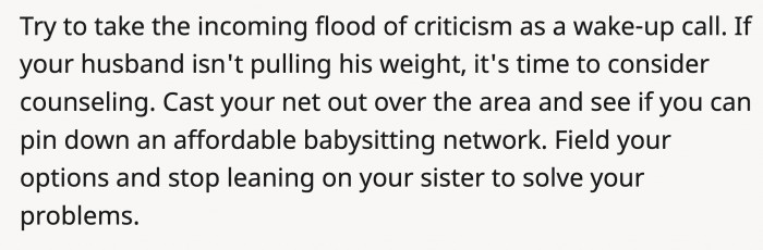 Before OP added that her husband is struggling with mental health issues, people were clamoring for him to step up to the task.