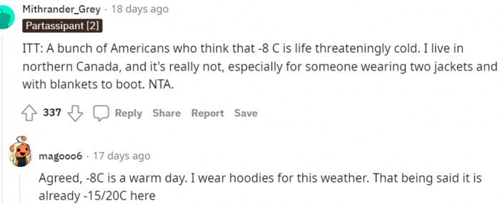 Life-threatening cold situation