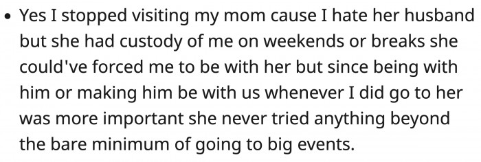 There's more to explain why OP dislikes his mom's new family