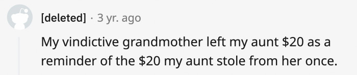 There are a lot of these entries that include petty reminders of their ill feelings