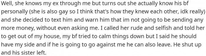 However, her boyfriend's sister had a much stronger opinion on this matter, which led to an argument.