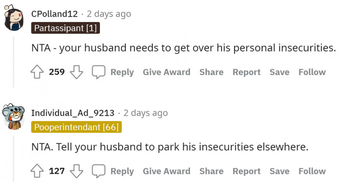 It’s all about the insecurities that are filled within the husband, he needs to get rid of them real soon.
