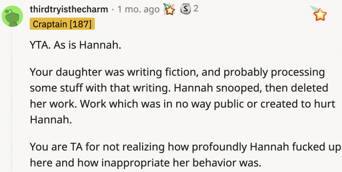 Morgan was probably writing that novel as an outlet, and now they've violated her privacy
