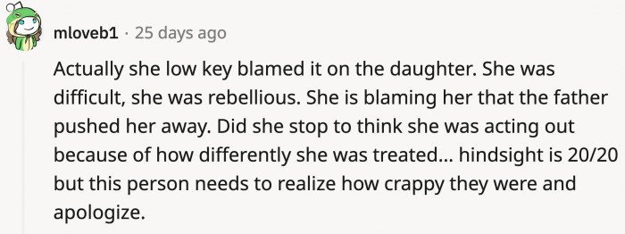What makes it all worse is OP blaming her daughter for acting out when she just needed their support.