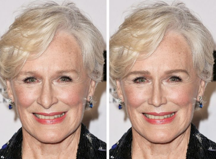 8. Get closer to Glenn Close and notice the brows and nose change