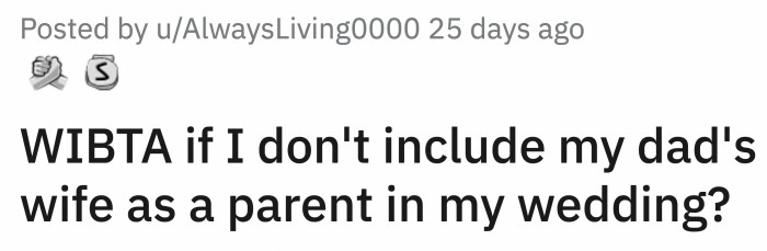 The thing is, OP does not think of Sarah as her parent because she's hardly a year older than her. Is OP a j*rk for leaving Sarah out?
