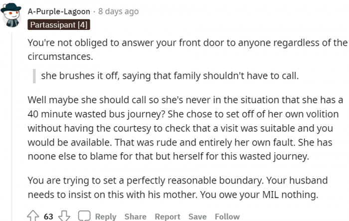 She owes her mother-in-law nothing as she tries to set a perfectly reasonable boundary.