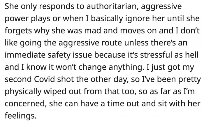 ... and dear old mom is on a well-deserved timeout.