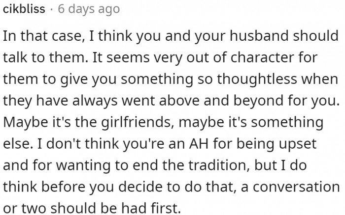 For others, it's best to solve the root problem first before letting go of the tradition.