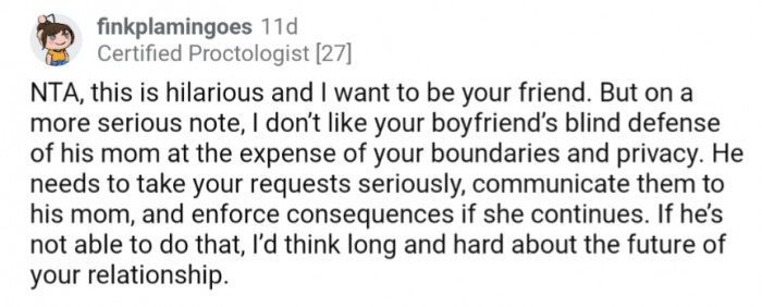 Maybe reassess your relationship if they aren't going to support you and your boundaries