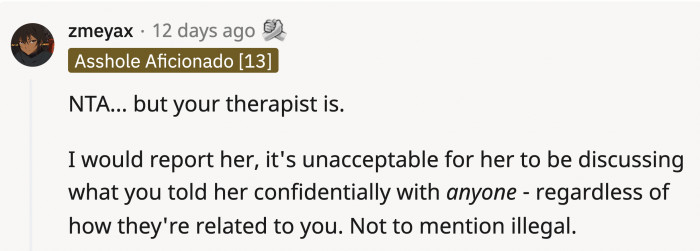 Going more in-depth with the rules violated by the therapist...