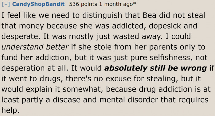 The bottom line is that everything she did was wrong.