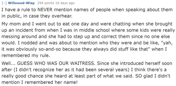 We'll never know who we might encounter out there. Perhaps it's a rule that should apply to all of us.