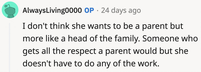 Sarah wants the title but not the responsibilities.