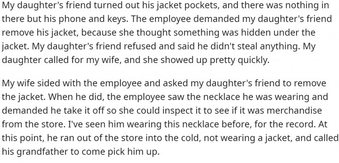 The wife should have sided with her daughter's friend.