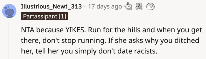 OP really dodged a racist bullet with that one.