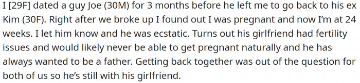 She broke up with her BF and later found out she was pregnant