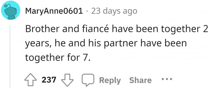 This makes me wonder why the groom didn't allow his brother to bring his girlfriend!