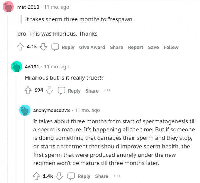 Apparently, even sperm have law and order. SMH.