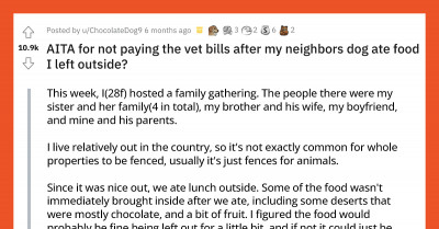 Neighbors Expect Woman To Pay Their Vet Bills After Dog Gets Into Food He Shouldn't Have Eaten