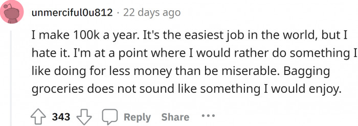 So this person is already making $100K annually, so it isn't a big deal for him.