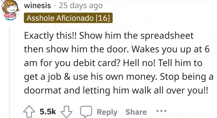 Show him the sheet and then the door, which will ultimately reveal where he stands in life.