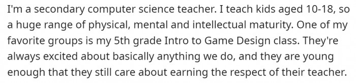 OP is a secondary computer science teacher