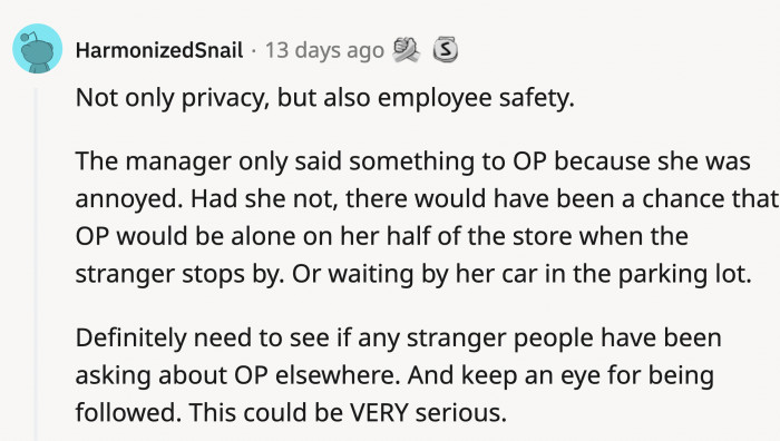 More than privacy, most of the Redditors pointed out their concern over OP's safety