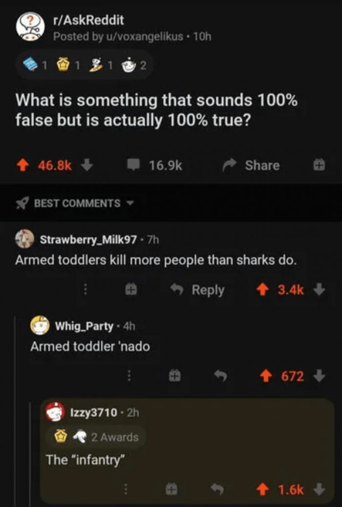 5. Armed toddlers kill more people than sharks do?