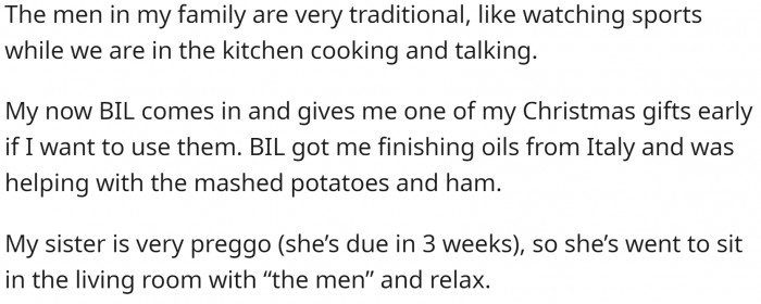 The husband seems to be jealous of the BIL because he is more modern than all the men in the family.