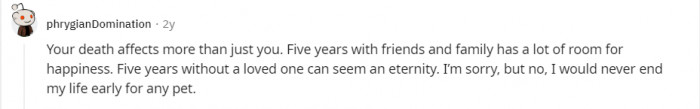 15. "Never end my life for any pet..."