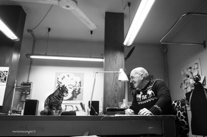 Cat and human connection in a workplace, Marianna’s C-AT WORK series theme