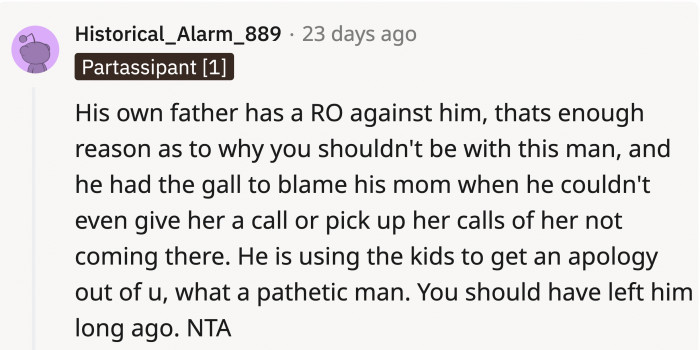 He’s blaming everyone but himself, and if he could put it on his kids, he might just get out of the situation unscathed.