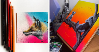 Californian Artist Brilliantly Portrays Endangered Animals Through His Fluorescent Colored Drawings