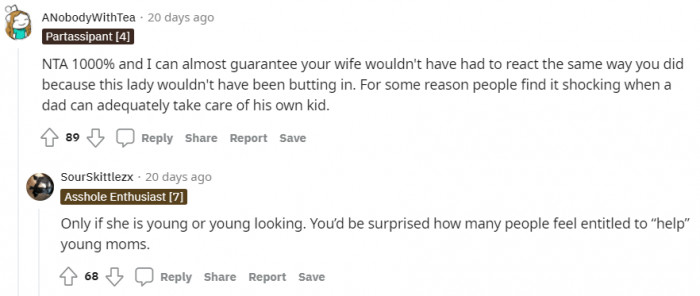 People just feel entitled to help children when they shouldn't feel entitled at all.