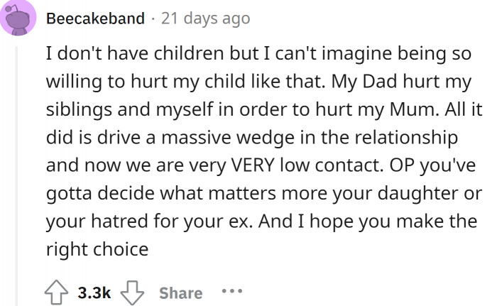 OP's action hurt her daughter and for sure would scar her for life because now she is 9 year old and not going to forget this incident. 