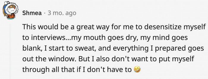 OP has helped at least one nervous job seeker through his post