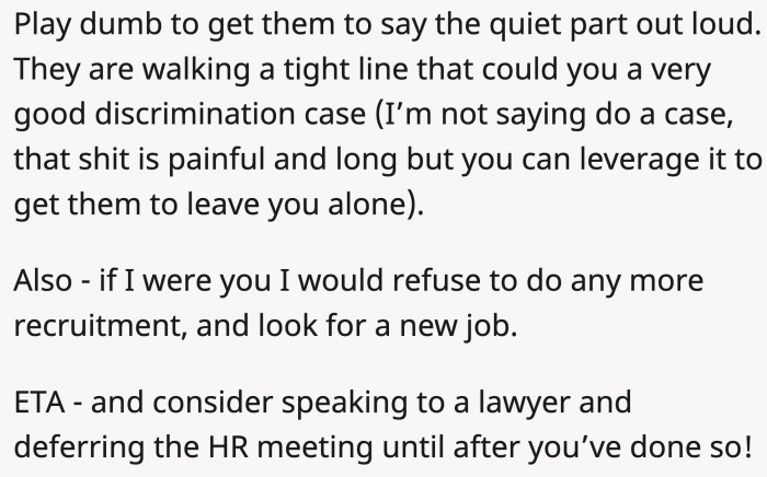 OP might gain leverage if she plays her cards right.